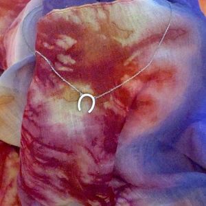 Horseshoe rhinestone silver necklace Mohegan Sun lucky delicate